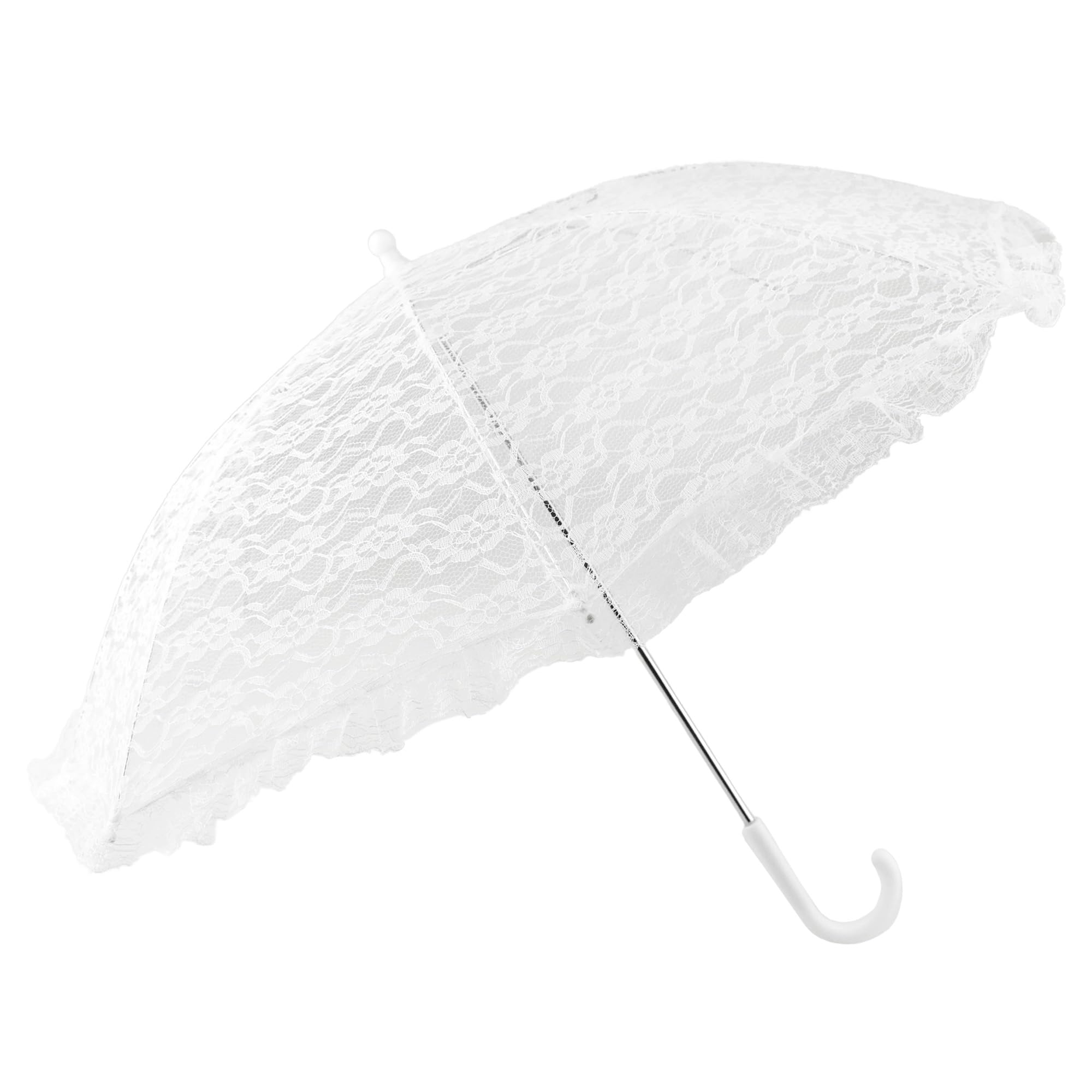 Homeford White Lace Parasol Bridal Umbrella, 26-inch Diameter, 23-inch Length