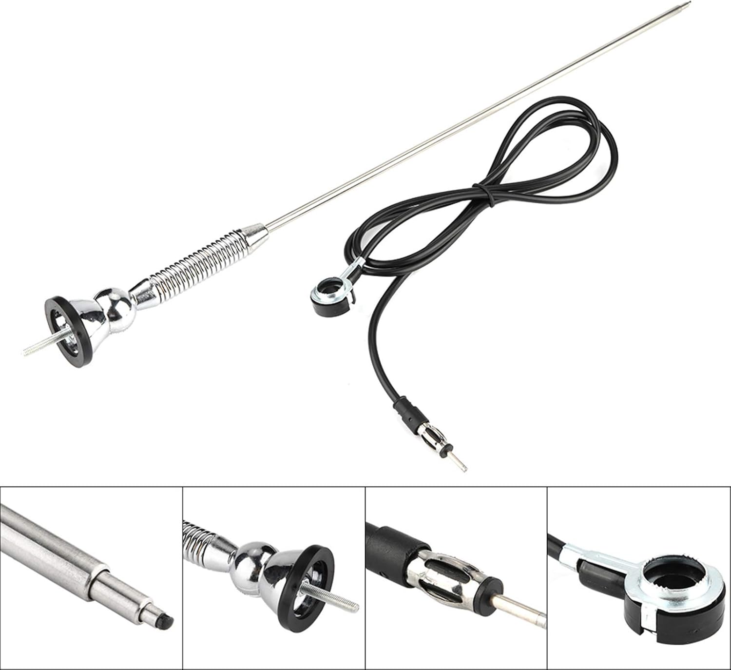 Qiilu antena para Radio de carro 18.5inch Universal Car Roof Radio AM FM Aerial Antenna 180°Swivel Antenna Assembly Universal Universal Silver FM AM Car Antenna 18.5 Inch Cord
