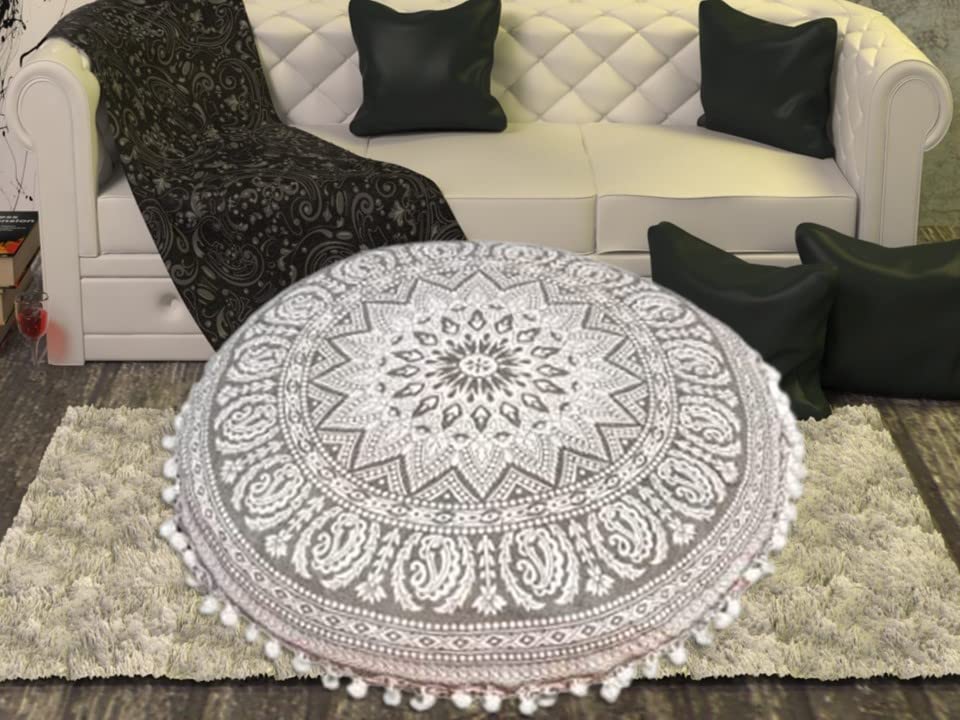 My Dream CartsFloor Cushion “Cover Only” Flower Print Seating Cushions Case Cotton Kids Play Pouf Covers Home Decor Throw Pillows For Reading Watching Tv Pillowcase (22” Pillow Cover ,Without Filler)