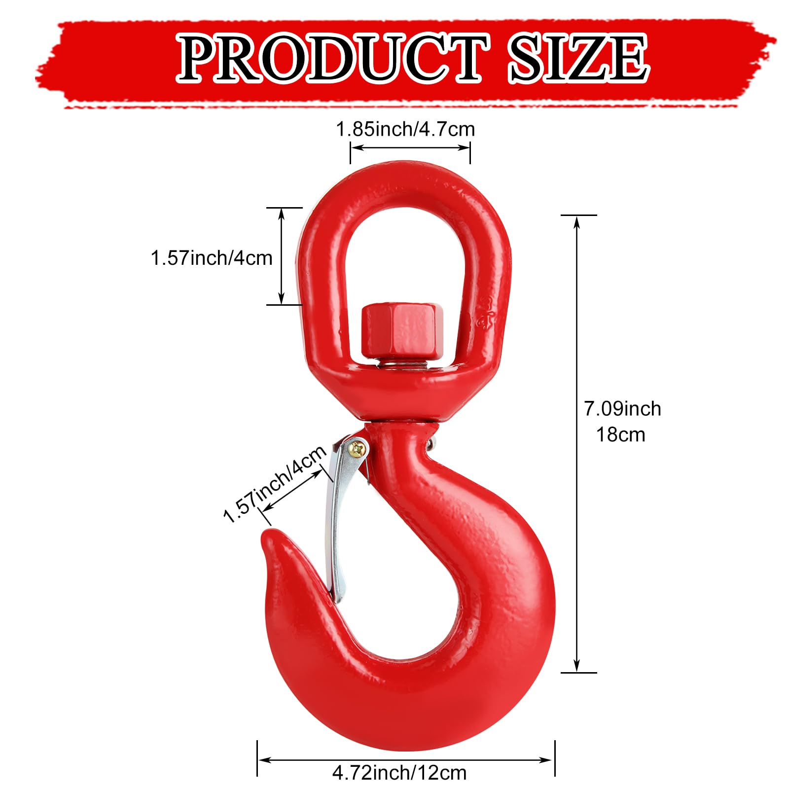 Gancio girevole – Ganci girevoli da 5 tonnellate resistenti per il sollevamento di carrelli elevatori – Ganci di sollevamento girevoli con chiusura di sicurezza – Gancio per gru in acciaio