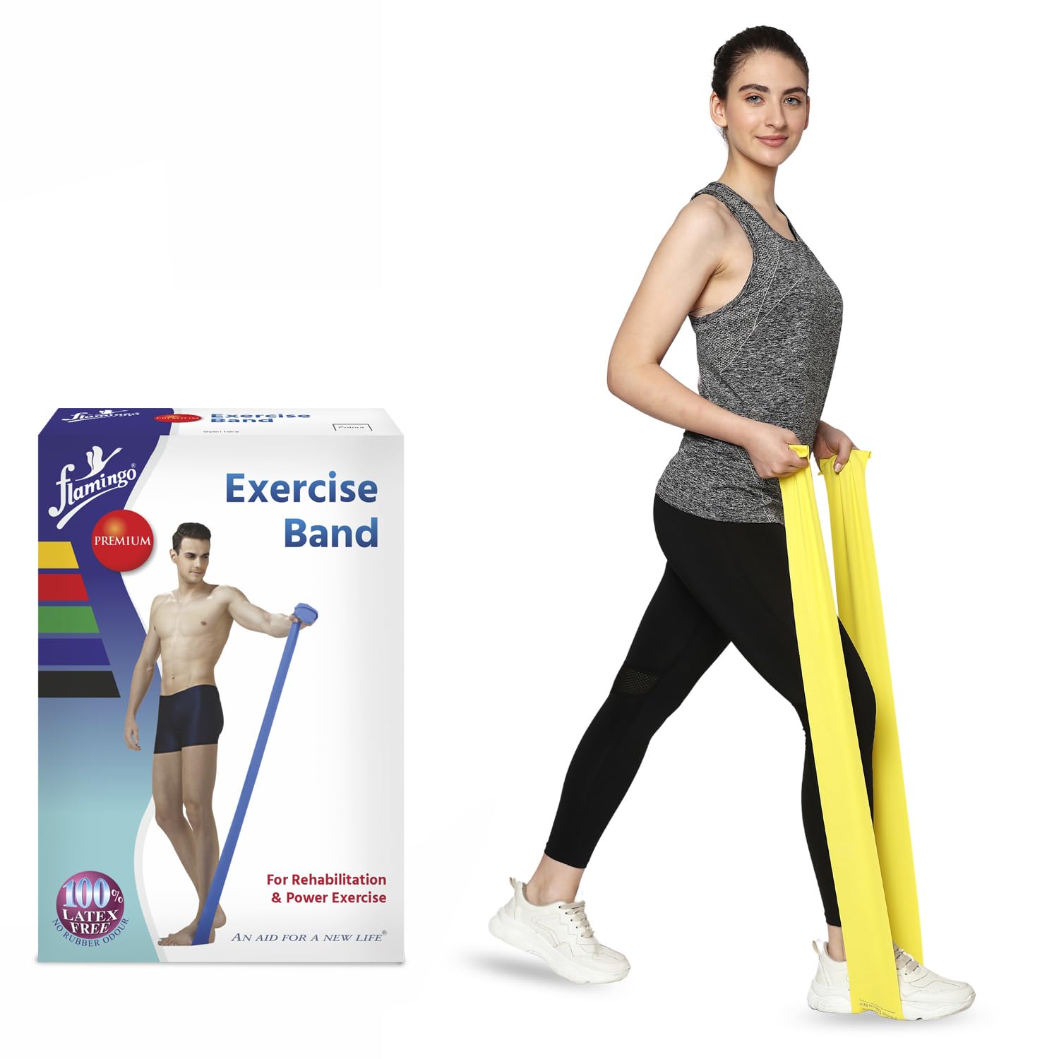 Flamingo Premium Exercise Band – Latex-Free Resistance Band for Stretching, Strength Training & Rehabilitation – Ideal for Home Workouts, Yoga & Physiotherapy – Light – Yellow – 4.5 kgs – Pack of 1-image-10