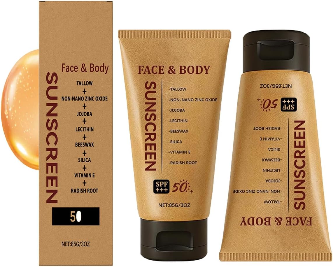 Mineral Tallow Sunscreen Spf 50,Beef Tallow For Skin And Face,Safest Organic Natural Tallow Sunscreen,Non Greasy Organic Natural Unscented Formula For Skin Summer (2)