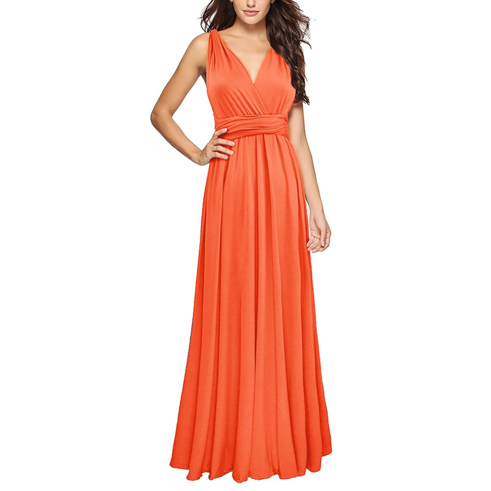 Robe élégante convertible multidirectionnelle pour demoiselle d'honneur - Robe d'invité de mariage pour femme - S XL