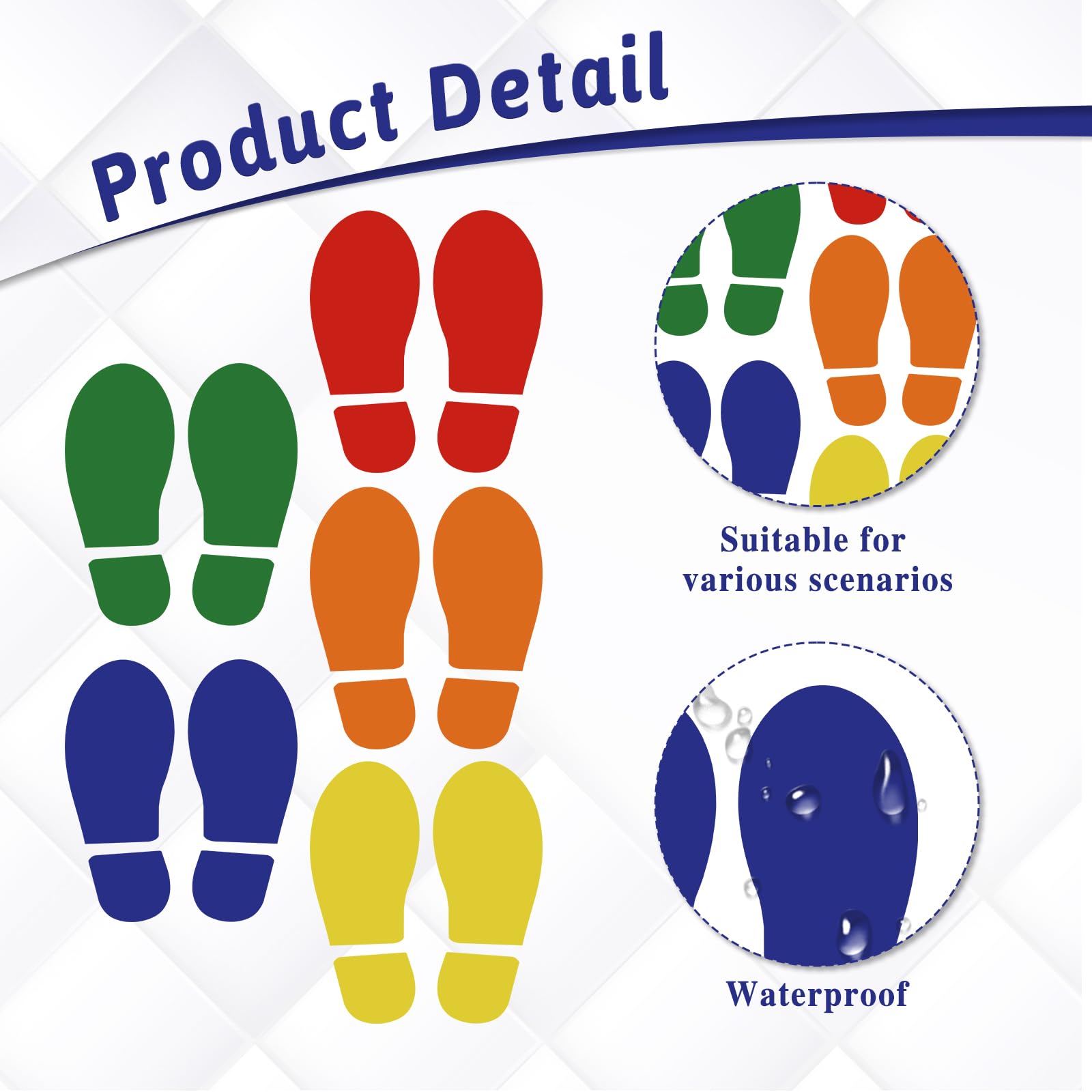 Vin Beauty 36 Multicolore Moderni Adesivi per Pavimenti Impronte Decalcomanie per Pavimenti e Pareti, 18 Paia di Impronte di 36 Stampe Colorate
