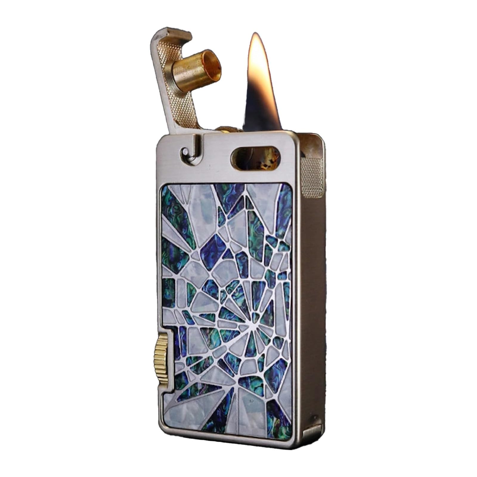 Mechero de queroseno resistente al viento con encendido a presión para fuego, grabado de doble cara, ideal para coleccionar y regalar, regalo para hombre (combustible no incluido)