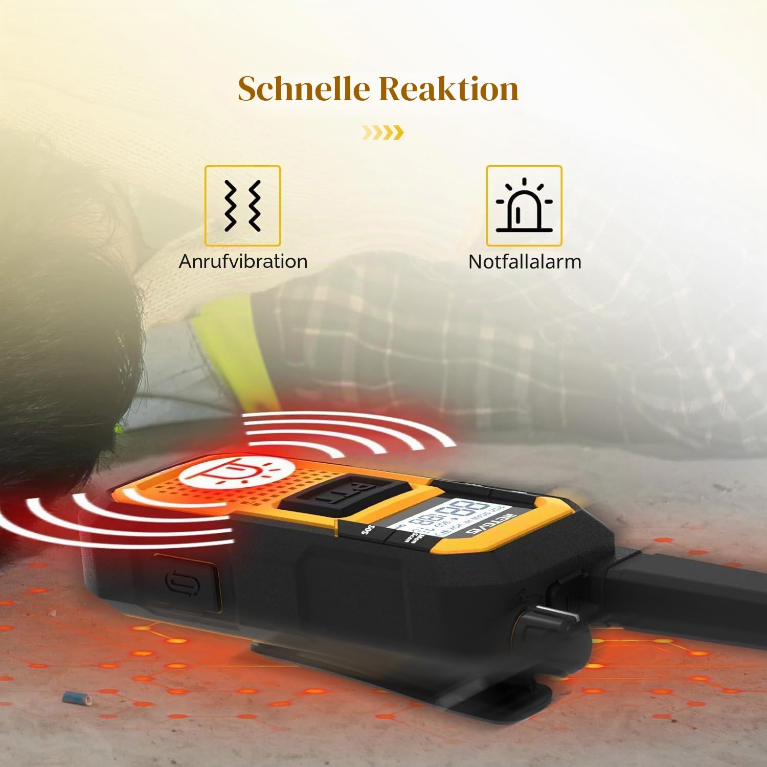 Retevis RB648 Walkie-Talkies mit Mikrofon, Funkgeräte Set Wasserdicht | Erweiterte Triple Proof, Staubdicht,2000 mAh Akku, Notfallalarm, Handfunkgerät für Industrie Baustelle(4er Set, Gelb)