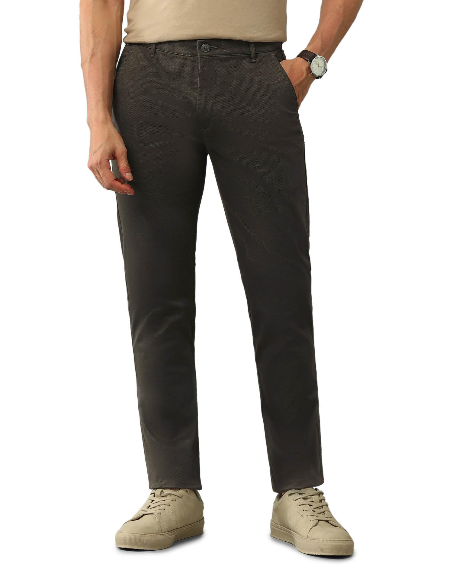 arrow sports Men's Solid Mid Rise Cotton Button Slim Flat Front Slant Pocket Casual Pants (ASAJTR2478__28)-picture-18