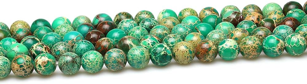Natural Stone 6 Colors Sea Sediment Imperial Jasper Round Loose Beads for Jewelry Making (4mm, Dark Green) - Image 3