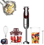 MEGAWISE 5-in-1 Immersion Blender, Hand Blender and Immersion Mixer, 12-Speed Handheld Corded Stick Mixer for Kitchen, Stainless Steel Blades, 500ml Chopper, 600ml Beaker, Whisk and Milk Frother