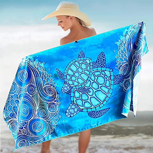 Elite Trend Microfiber Beach Towel for Adults with Bag - Extra Large 78x35 inch Lightweight Sand Free Quick Dry Towel for Travel, Swimming, Yoga, Camping (Sea Turtle) - Image 2