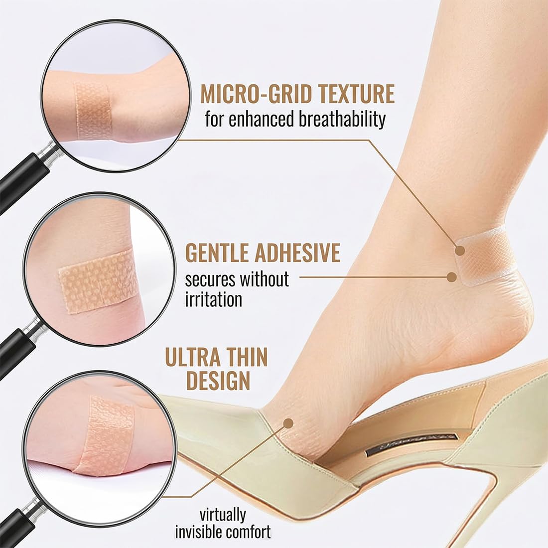 2 Rollos Tiritas Ampollas en los Pies, Cuidado de Pies Pegatina, 2CM ×1M/Rollo, Anti-ampollas en los Pies, Tiritas Adhesivas para el Talón, Cómodas y Fáciles de Arrancar
