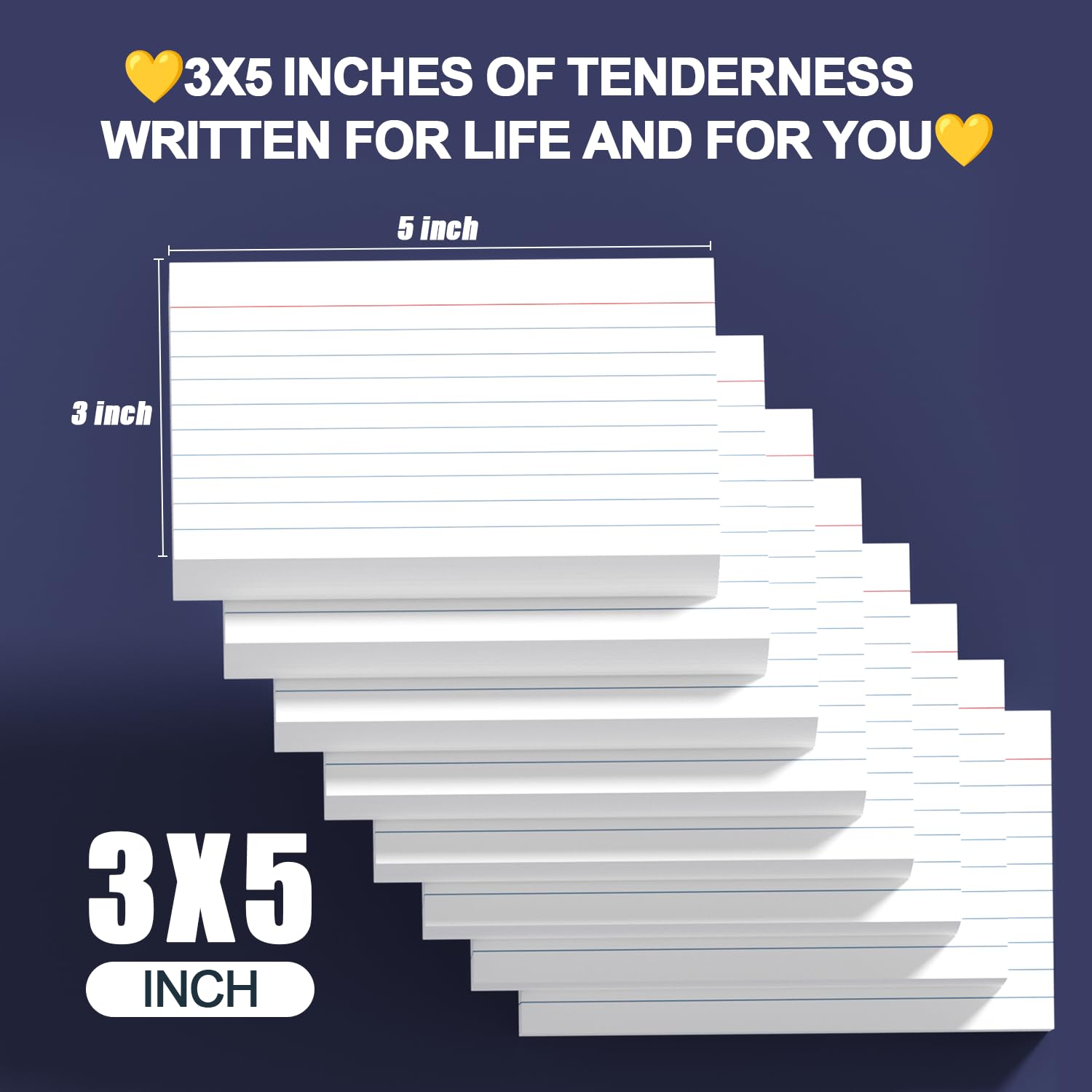 Tarjetas de índice de 3 x 5 pulgadas, paquete de 600 tarjetas de índice rayadas para estudio, tarjetas de notas de índice rayadas, tarjetas de notas de 3 x 5 pulgadas, tarjetas de índice pequeñas