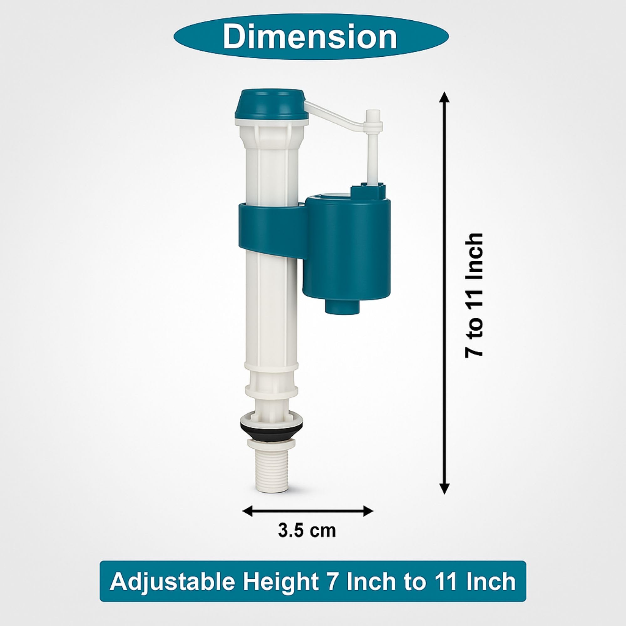 Prem's Big High-Pressure Anti-Siphon Ball Cock Fill Valve, Adjustable 7-11" Fit, Anti-Siphon Backflow Protection, Universal for One- & Two-Piece Toilets, White 1