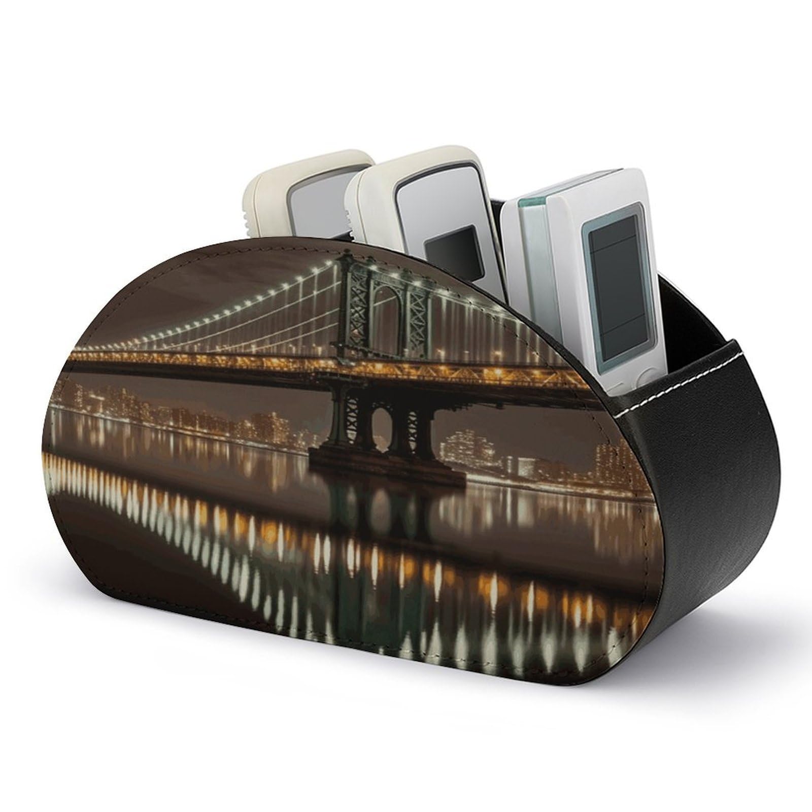 Btcowzrv Style New York Manhattan Bridge Night Remote Control Holder With 5 Compartments