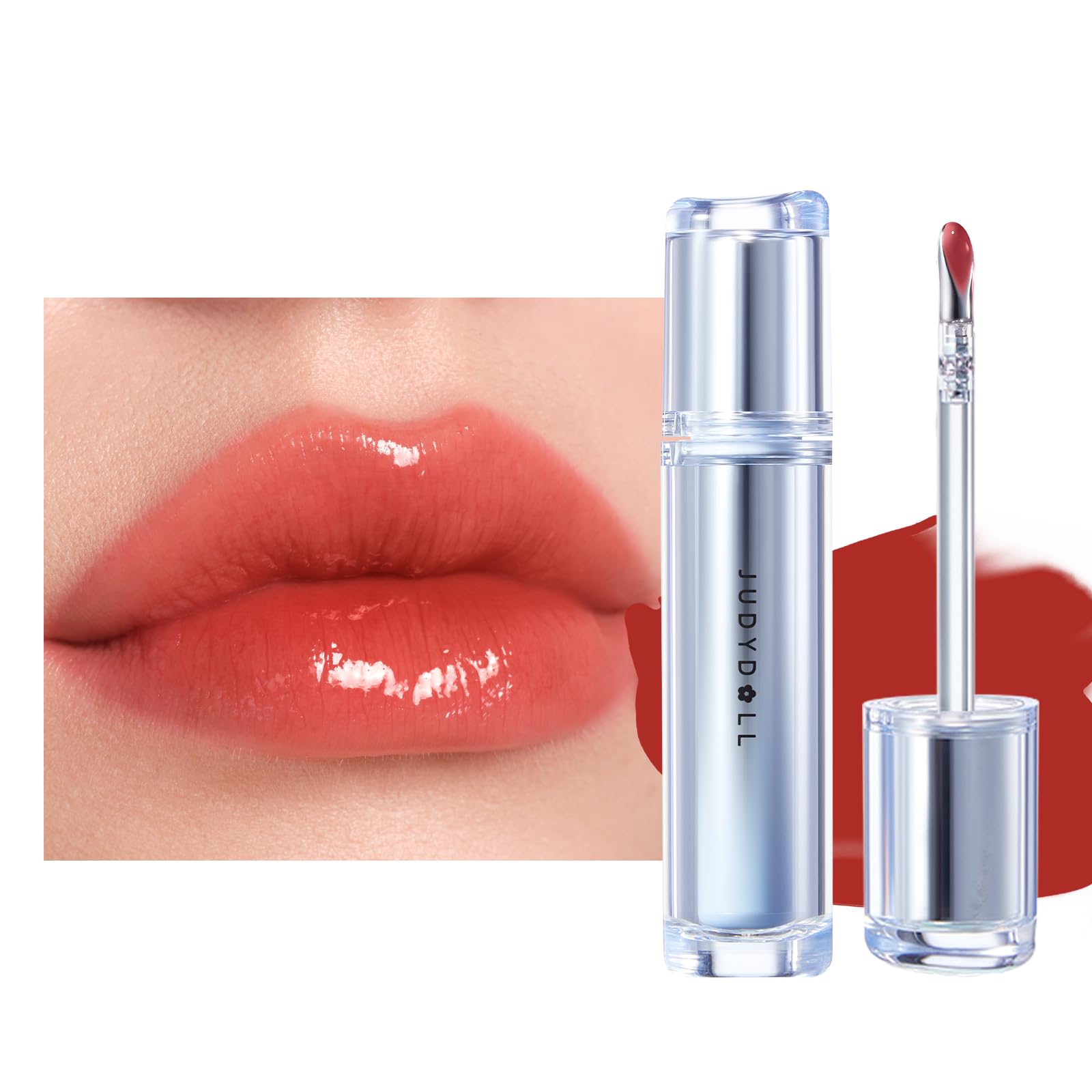 JUDYDOLL Ice Watery Lip Gloss, Moisturizing Liquid Lipstick with Hyaluronic Acid & Collagen,Long-lasting Mirror Lip Glazes with Iron Applicator(09 Frosted Raspberry, 2.4 Grams)
