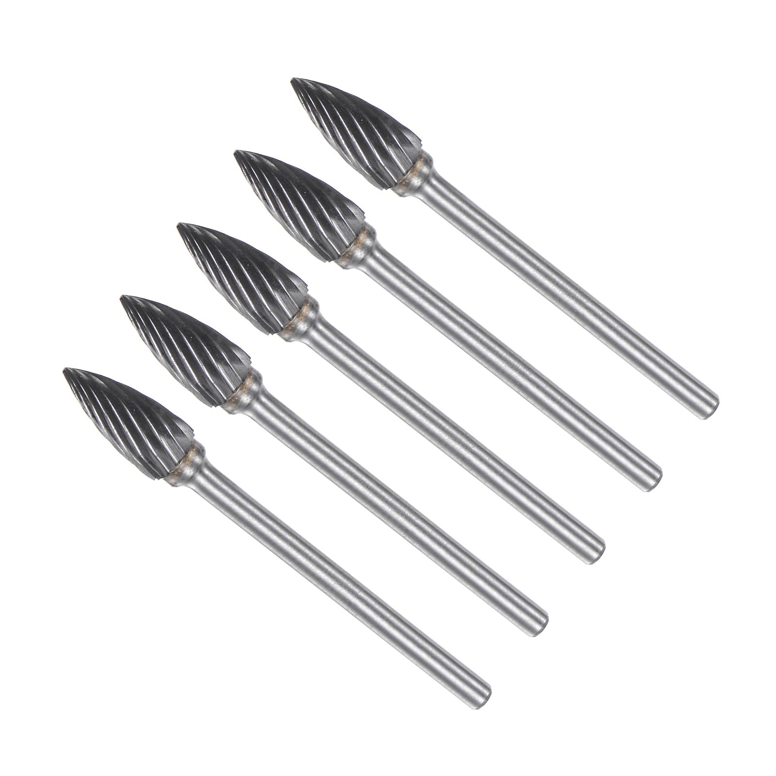 CoCud Tungsten Carbide Rotary Burrs File, 1/8" Shank 6mm Dia, Single Cut G-Shape Rotary Burrs Tool