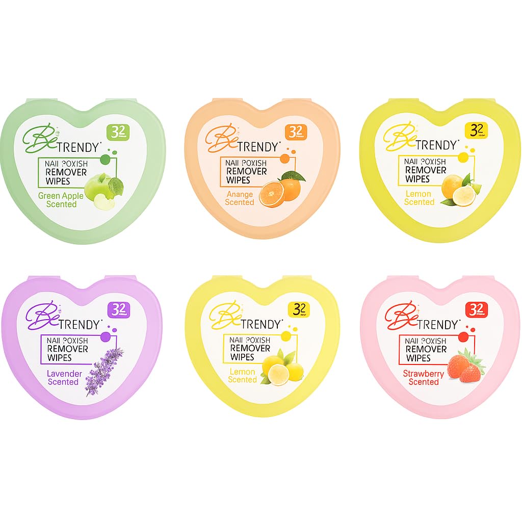 Be Trendy Nail Paint Remover Wipes | Easy & Hassle Free Nail Polish Removal Heart Shape Set of 6-image-22