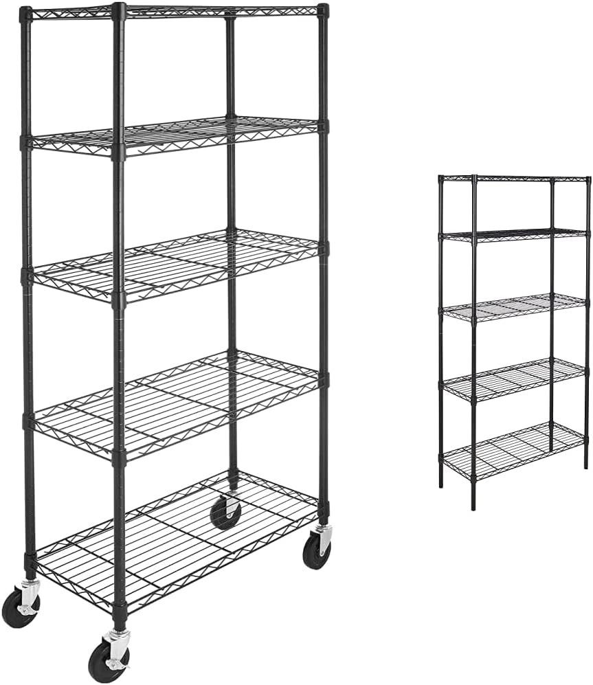 Amazon Basics 5Shelf Shelving Unit, up to 160 kg per shelf, Black & 5