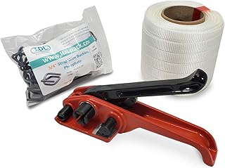 IDL Packaging - B-WCSK.34.250 3/4" x 250' Woven Cord Strapping Kit, 2425 lbs Break Strength. Polyester Cord Strapping Tensioner, Strapping Buckles and Woven Cord Strapping Roll