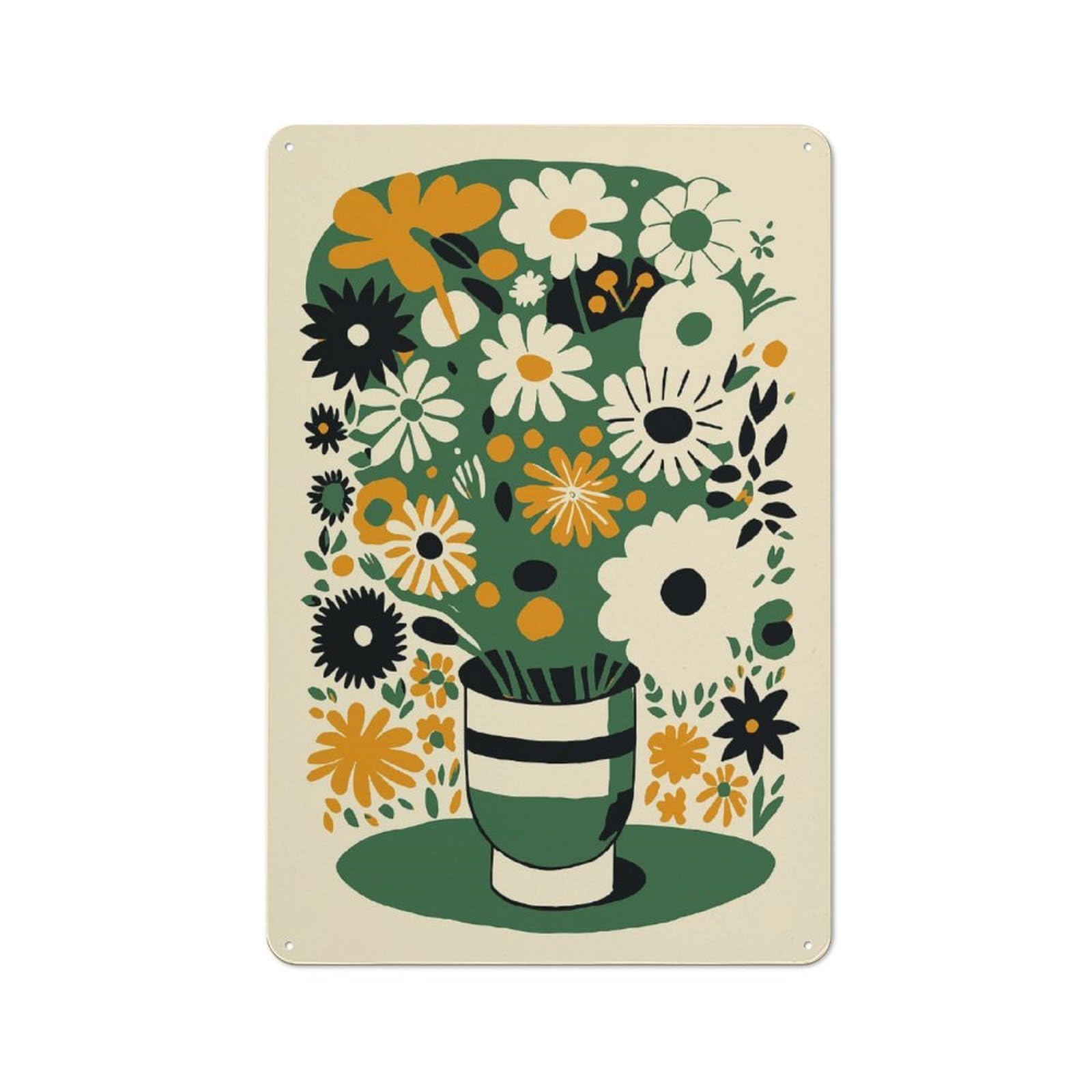 Junmoney Style-5 Cottage Style Ava Bouquet Of Flowers Decorative Tin Sign 30X20cm, Rustic Kitchen Decor For Kitchen, Cottage, Porch Or Garden Room