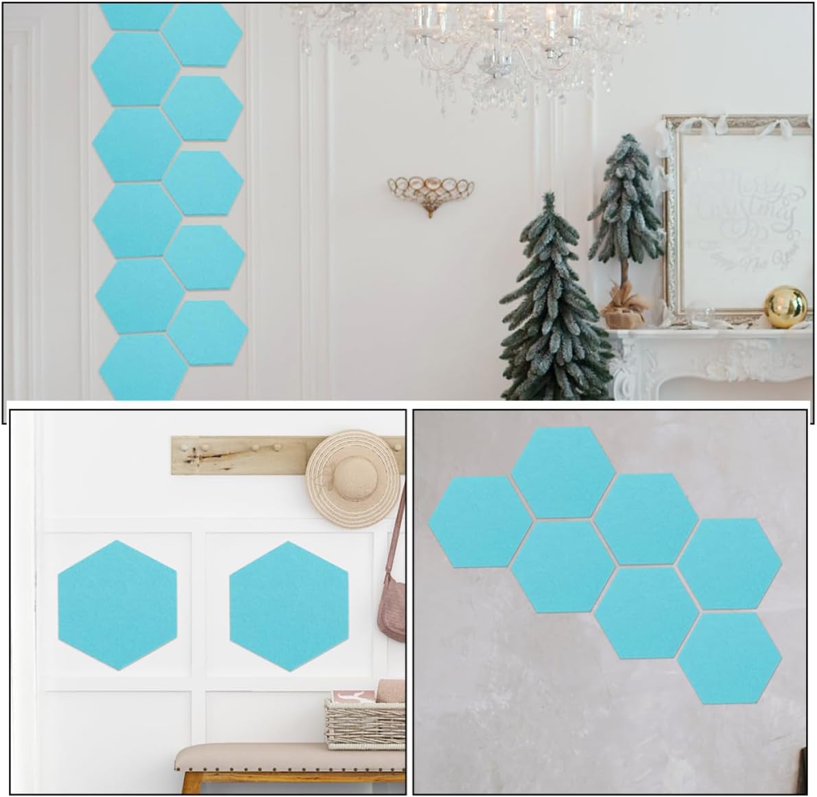 Holibanna 10pcs Decorative Felt Bulletin Boards Hexagonal Soundproof Wall Panels for Message Boards for Notes and Reminders -Green