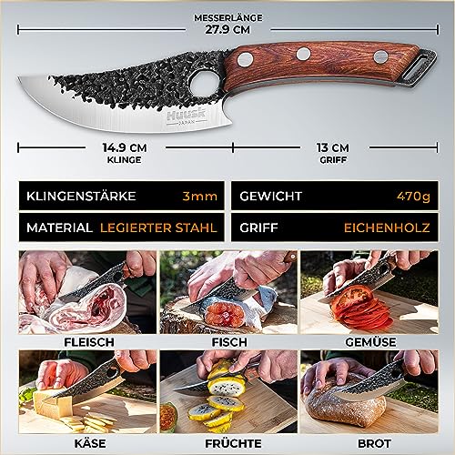 Huusk Kochmesser, Japanisches Küchenmesser Set mit Premium Lederscheide - Perfekt zum Schneiden und...