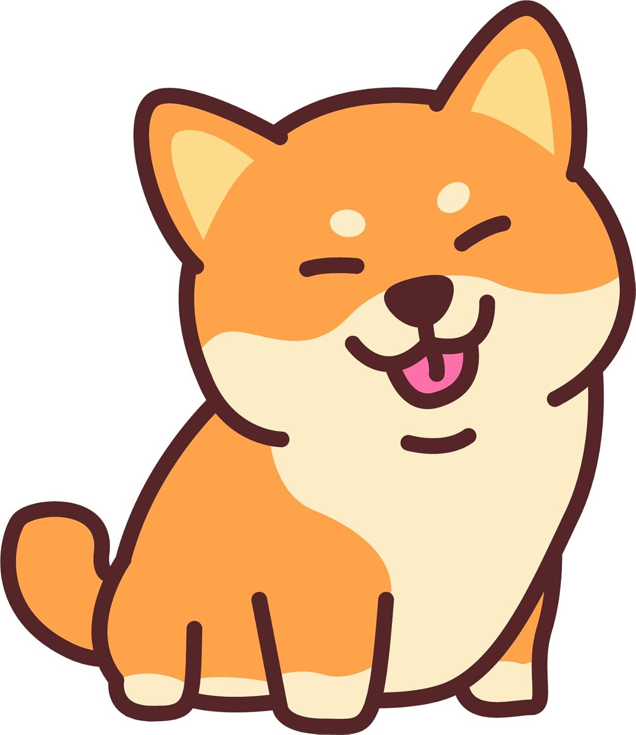 Amazon Com Cute Shiba Inu Kawaii Smiling Silly Puppy Dog Sitting Happy Pet Animal Cartoon Vinyl Sticker 8 Tall