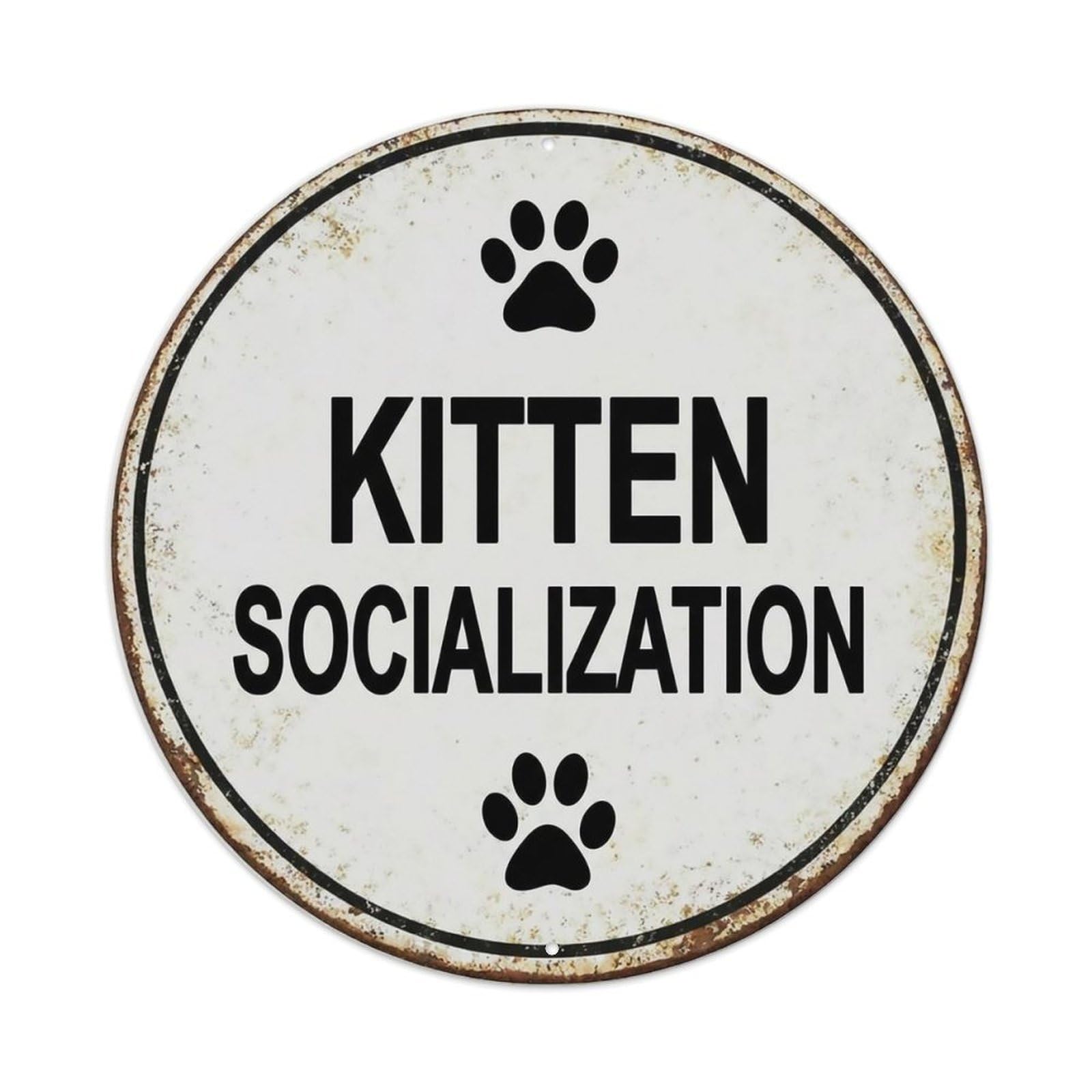 Vintage Kitten Socialization Center Metal Tin Sign