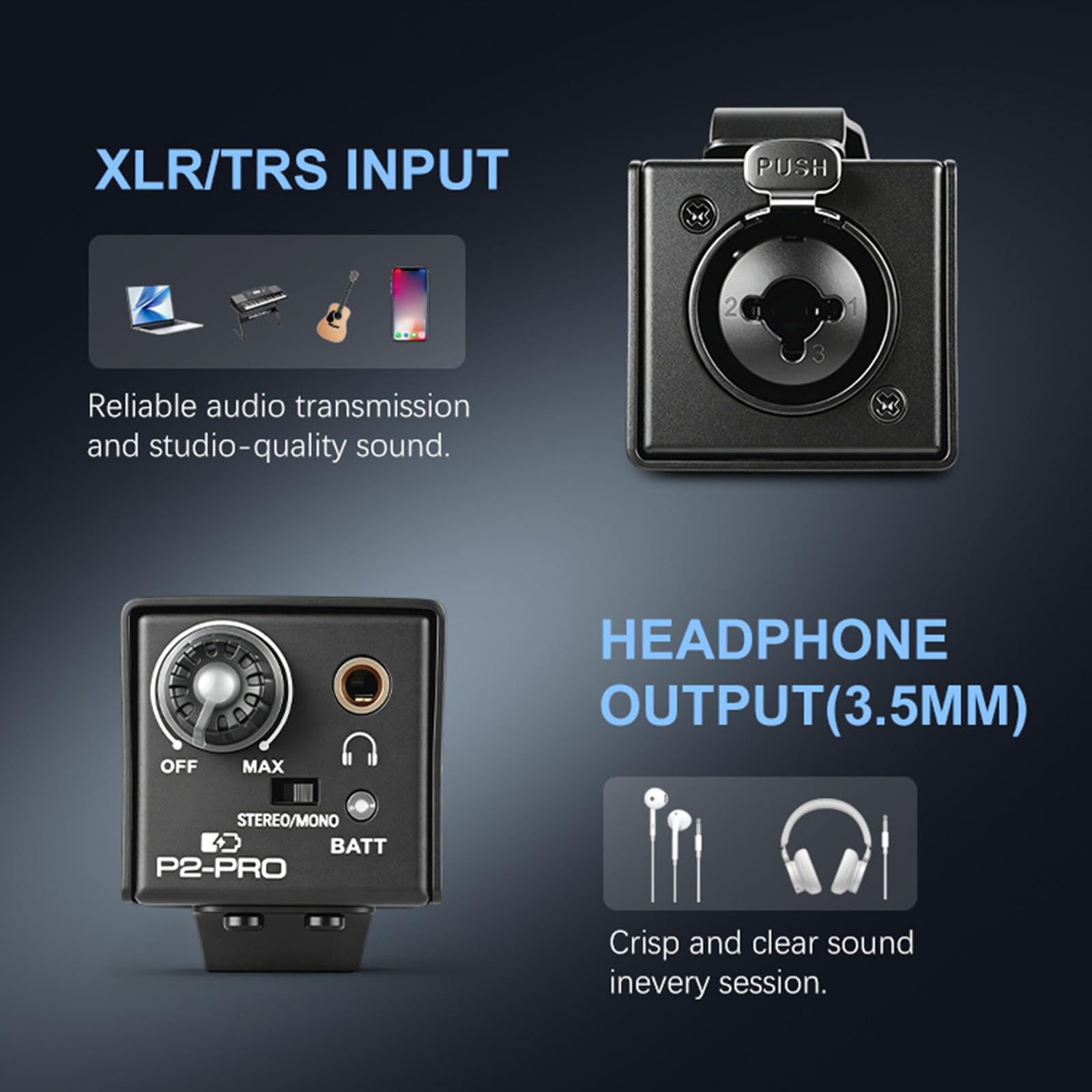 Amplificatore per cuffie con manopola di accesso
