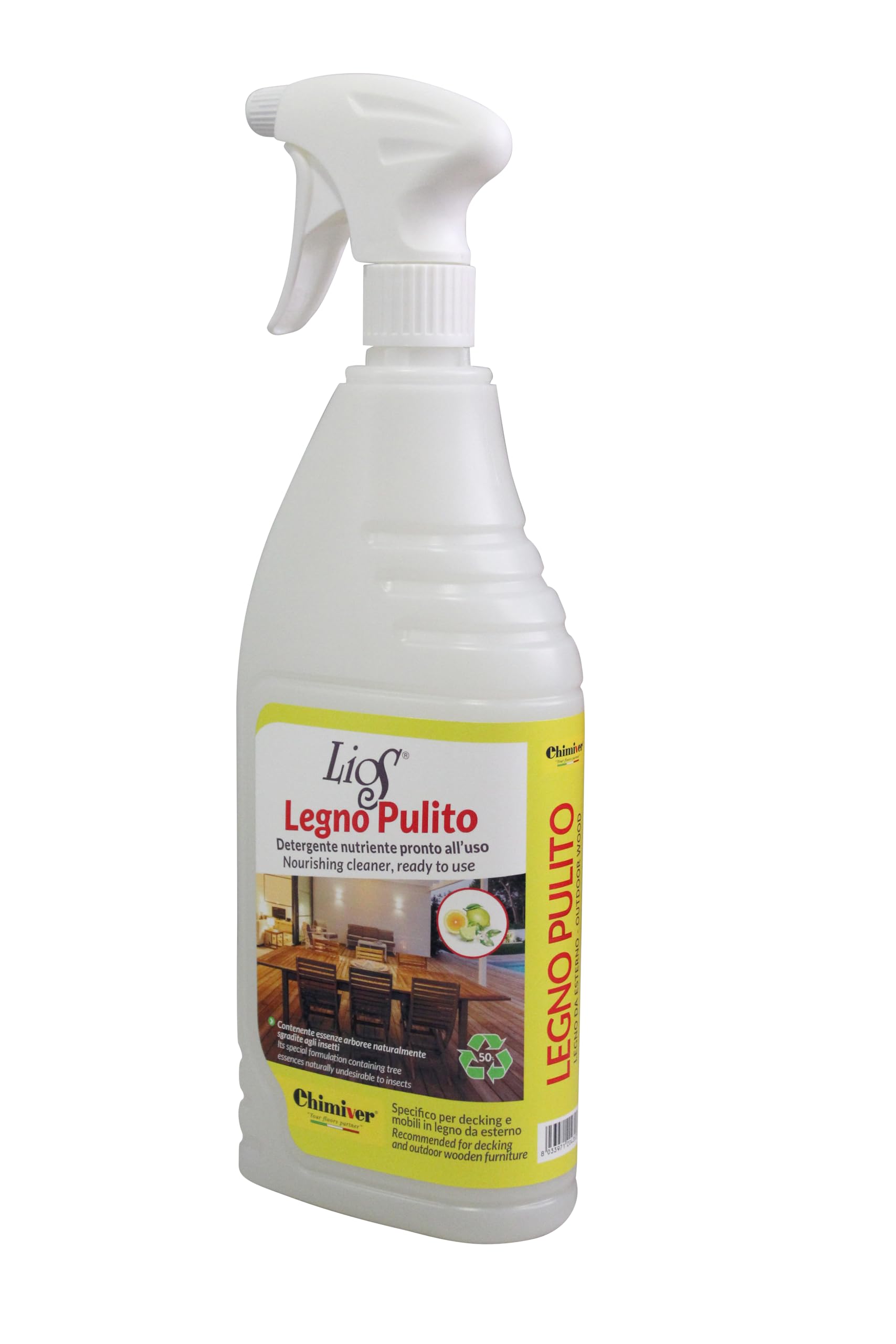 Chimiver Lios Legno Pulito Detergente Legno Esterno e Decking Pronto all’Uso