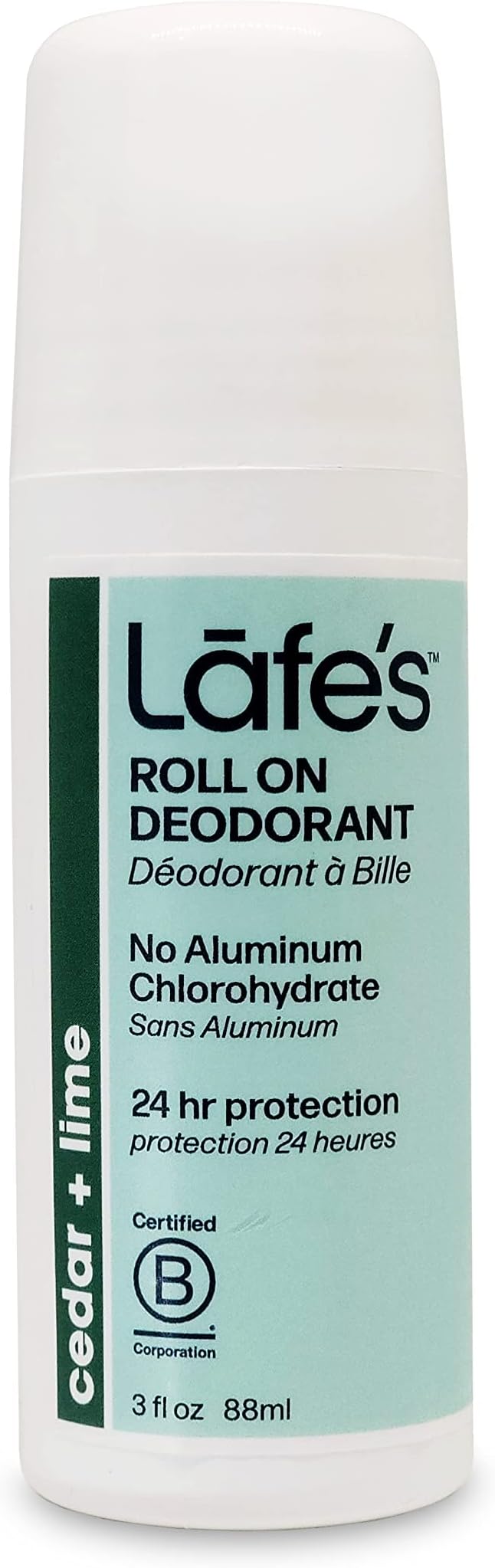 Lafe's Natural Deodorant | 3oz Roll-On Aluminum Free Natural Deodorant for Men & Women | Paraben Free & Baking Soda Free with 24-Hour Protection | Cedar & Lime