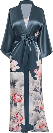 KIM+ONO Luxury 100% Mulberry Washable Silk Kimono Robe for Women | Long Floral Robe | Original Design