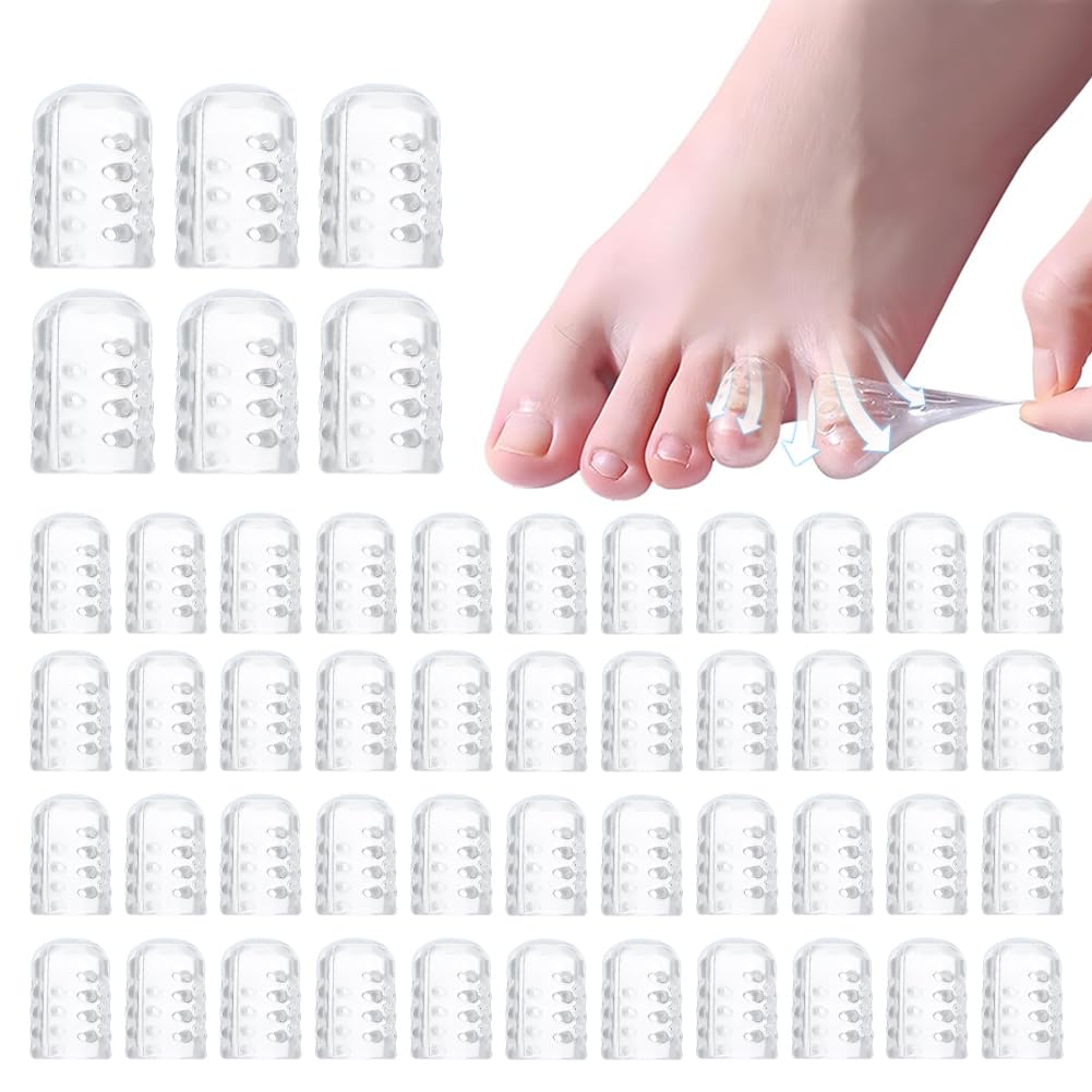 Silikon-Zehenschutz, Anti-Reibung, Gel-Zehenschutz, atmungsaktive Zehenschutzkappen, Schutz für Männer und Frauen, weiche, transparente Zehenmanschetten für Hühneraugen, Blasen, Schmerzlinderung (50