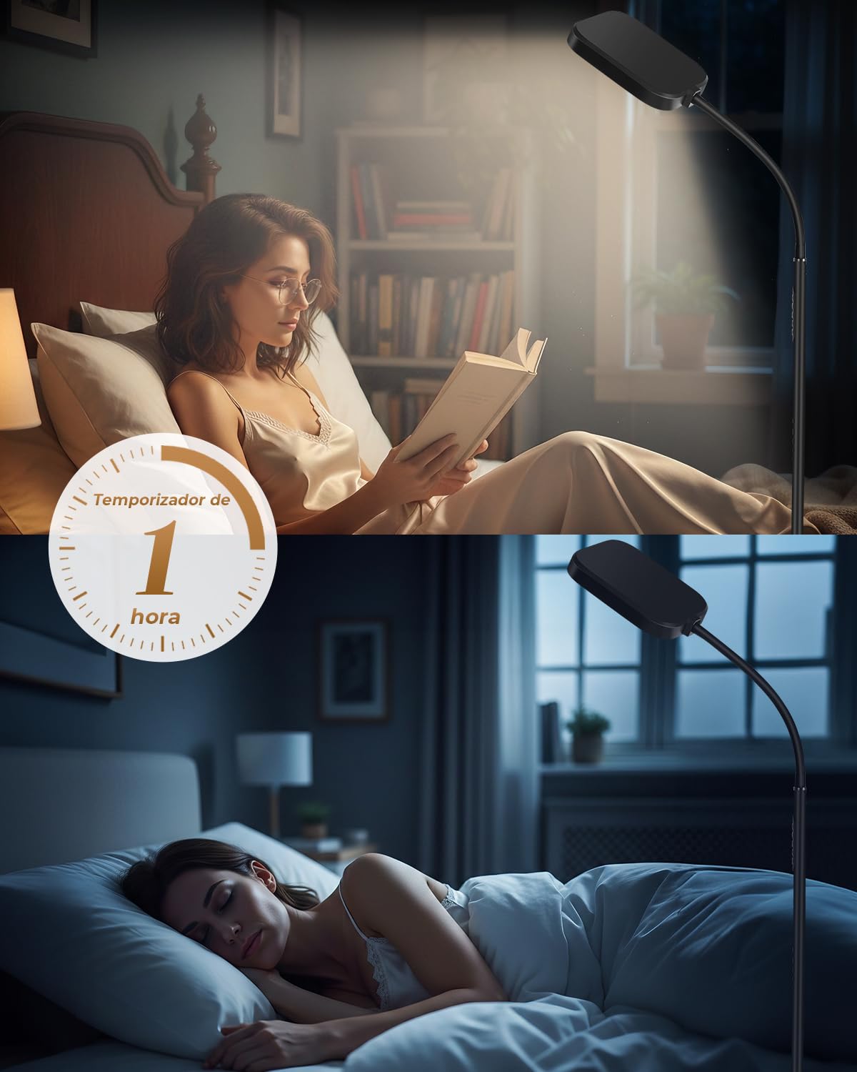 Lámpara de pie LED regulable 18W, 1850 lm – Lámpara de pie para salón con mando a distancia, 3000–6500K, lámpara de lectura moderna y regulable