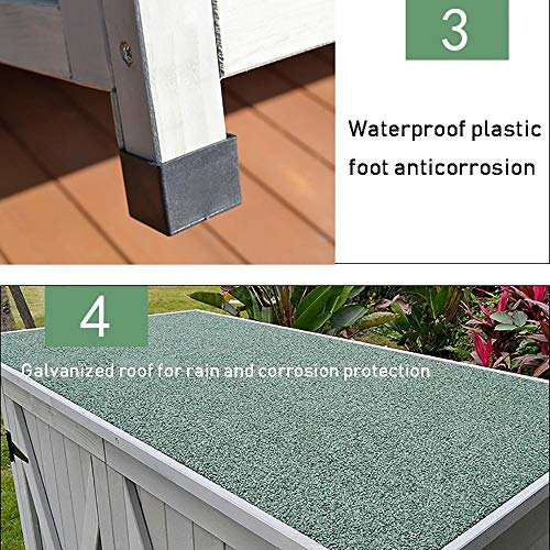 Bels Gartenschrank FüR Den AußEnbereich Holz, DoppeltüR Balkonschrank 3 Etagen Garten Schuppen Schrank(Grau,110 * 118… – Bild 4