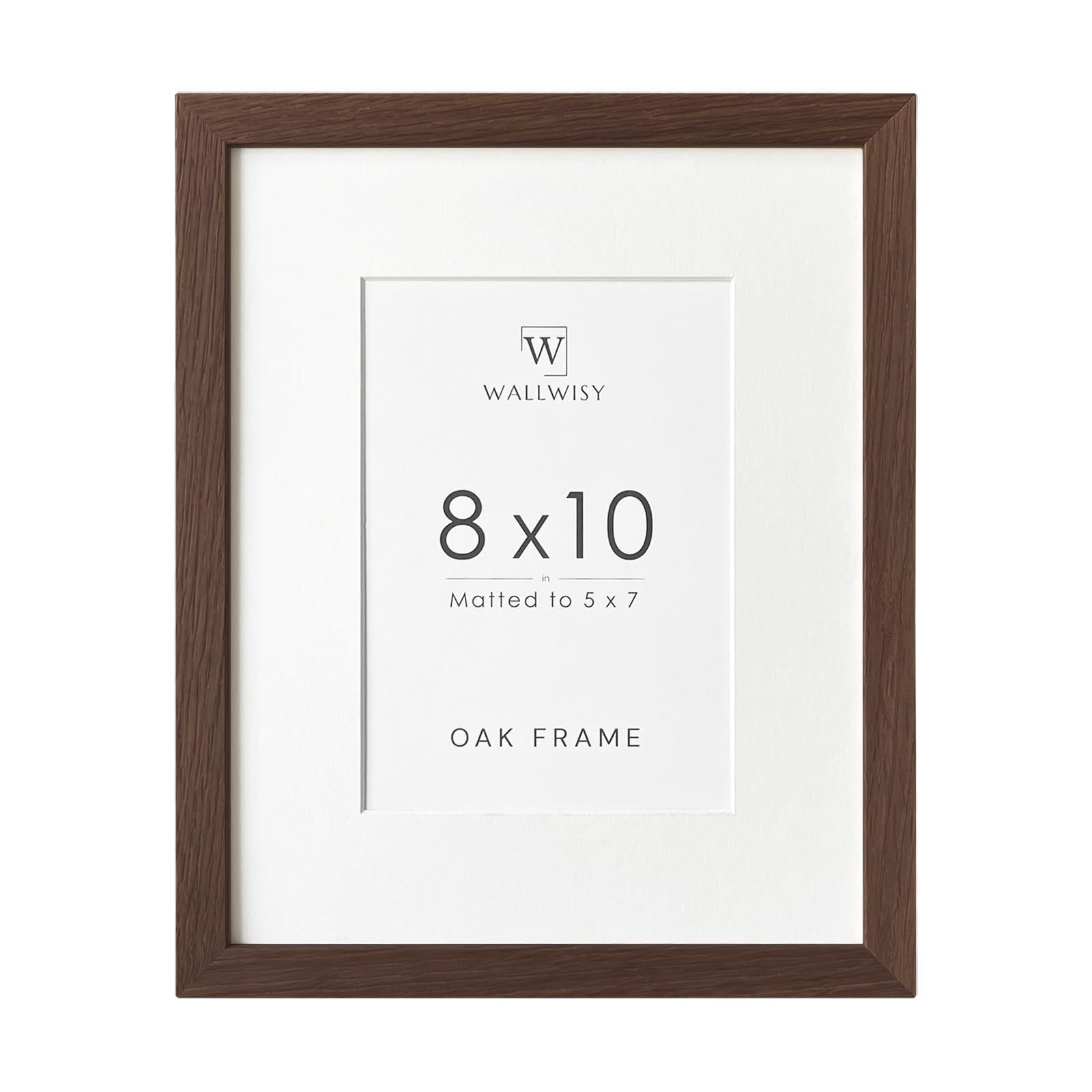 Photo 1 of 8x10 Picture Frame, Solid Oak Wood 8 x 10 Photo Frame with Mat to 5x7(Openning Size is 4.5x6.5), 10x8 Picture Frames for Wall and Tabletop Display, Natural Oak 8x10 Frame, (Walnut Set of 1)