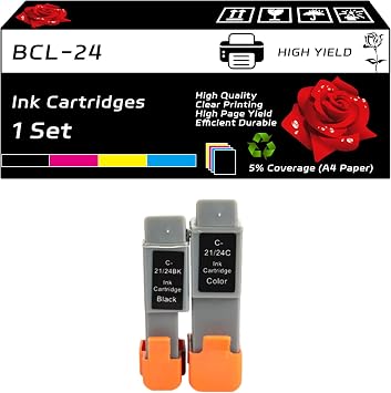 BCL-24 Ink Cartridges Compatible for Canon i255 i320 i350 i355 i360 i450 i455 i470D i475D Imageclass MP-360 MP-370 MP-390 Printers 1 Set