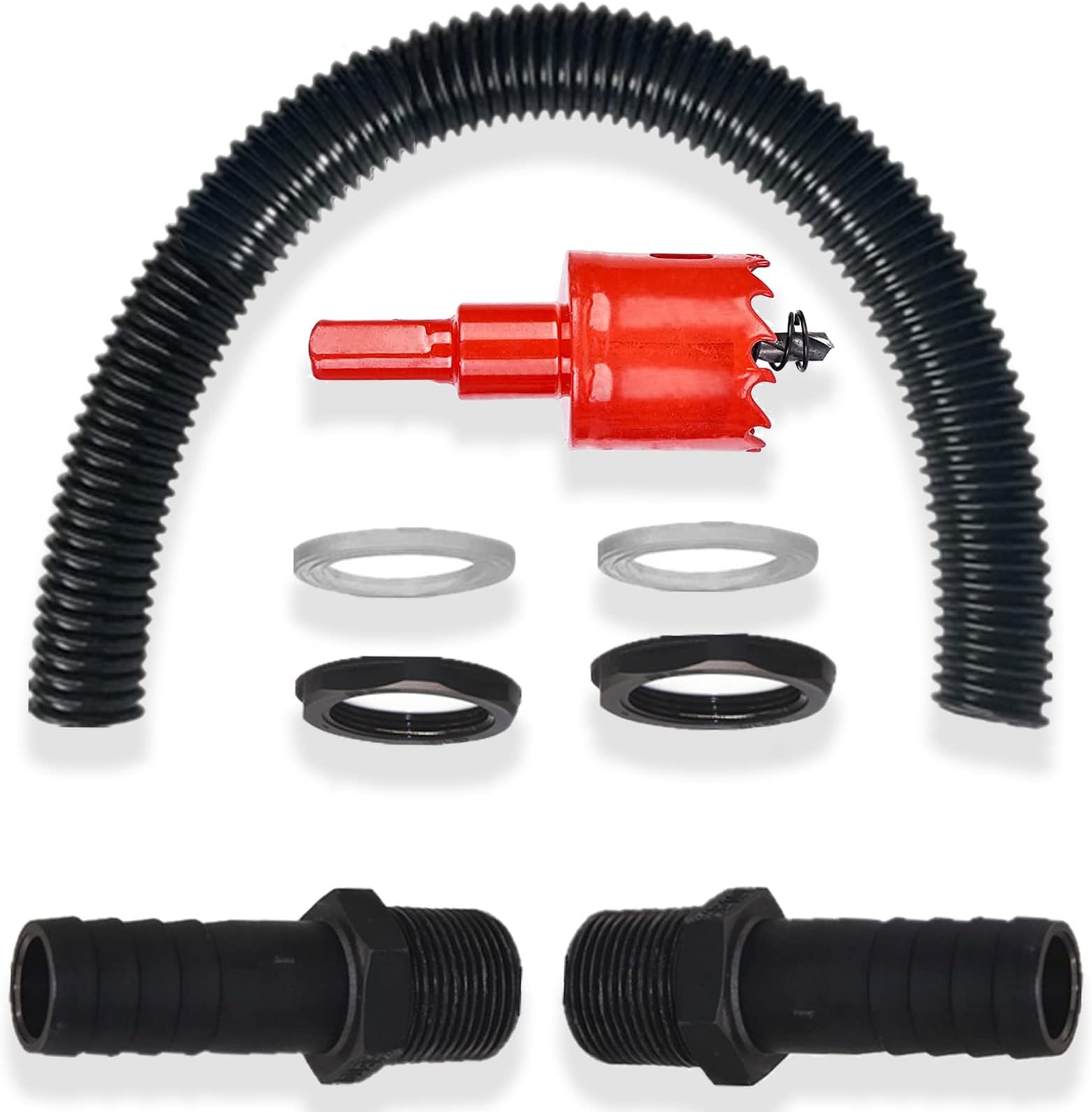 Rain Collector, Pack of 2 Water Butt Connection Set, 1 Inch Male Thread, 25 mm Hose Nozzle, Rain Collector, Mounting Accessories with Hose and Barrel Connection for the Downpipe, for Water Collector