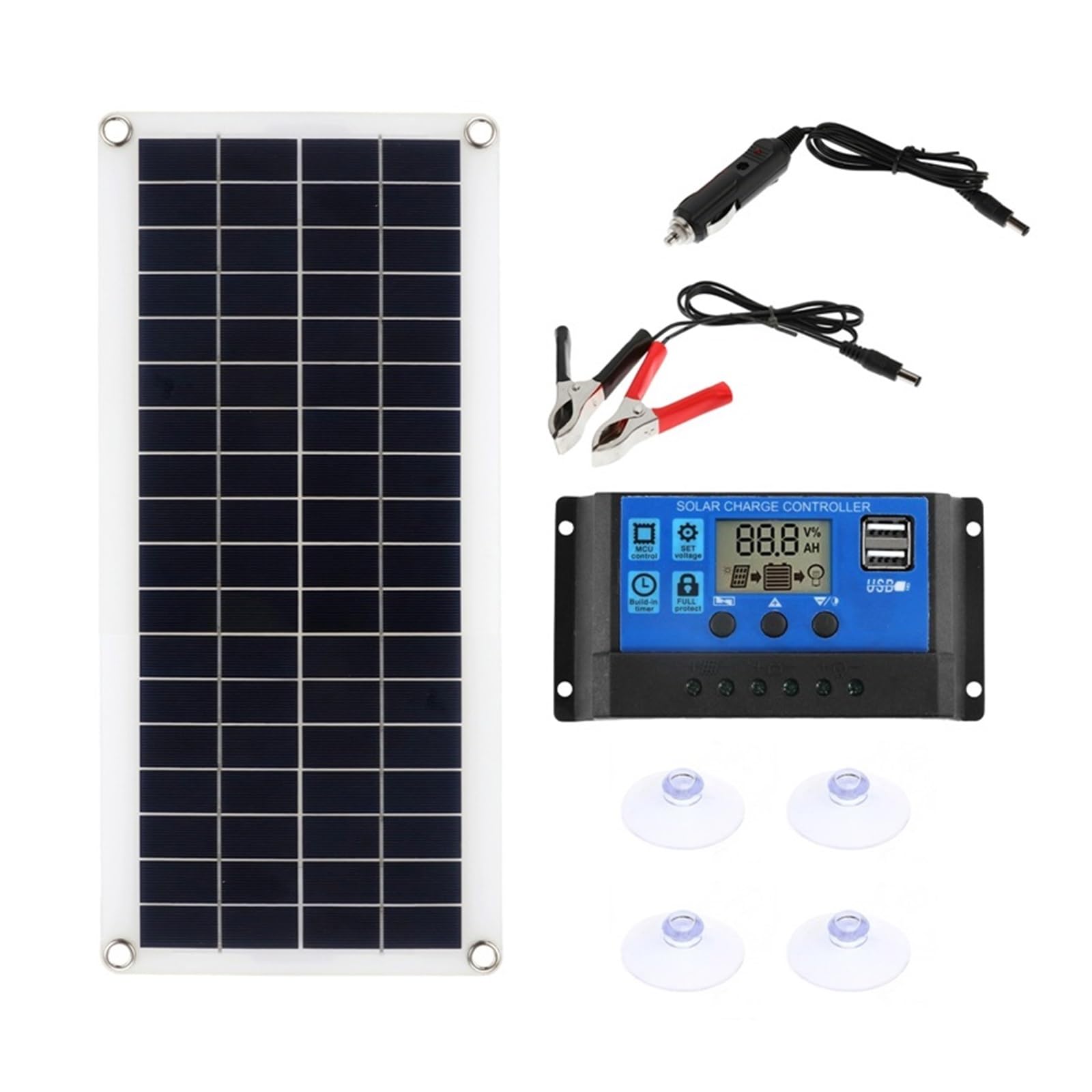 Pannello solare Kit pannello solare portatile da 300 W Interfaccia di ricarica USB Scheda solare con controller Celle solari impermeabili for telefono RV Car Pannello solare ad alta efficienza(Color:W