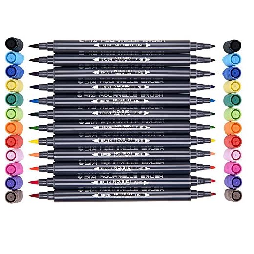 Rotuladores de Punta Doble, 12 Colores Rotuladores Punta Pincel Doble Rotuladores de Colores para Colorear Lettering Caligrafía Cómic