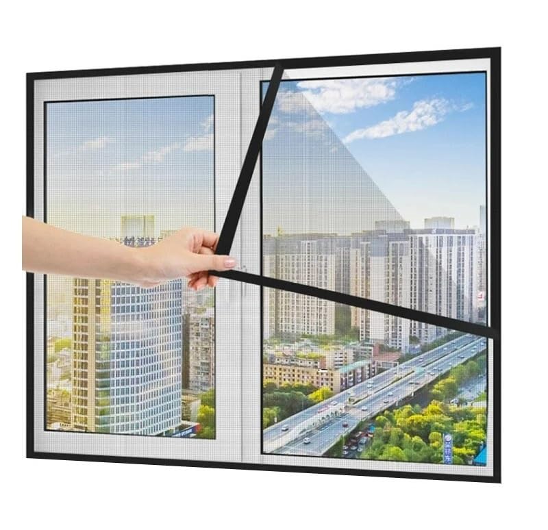 Mosquitera para ventana negra ideal para ventilar dormitorios en verano