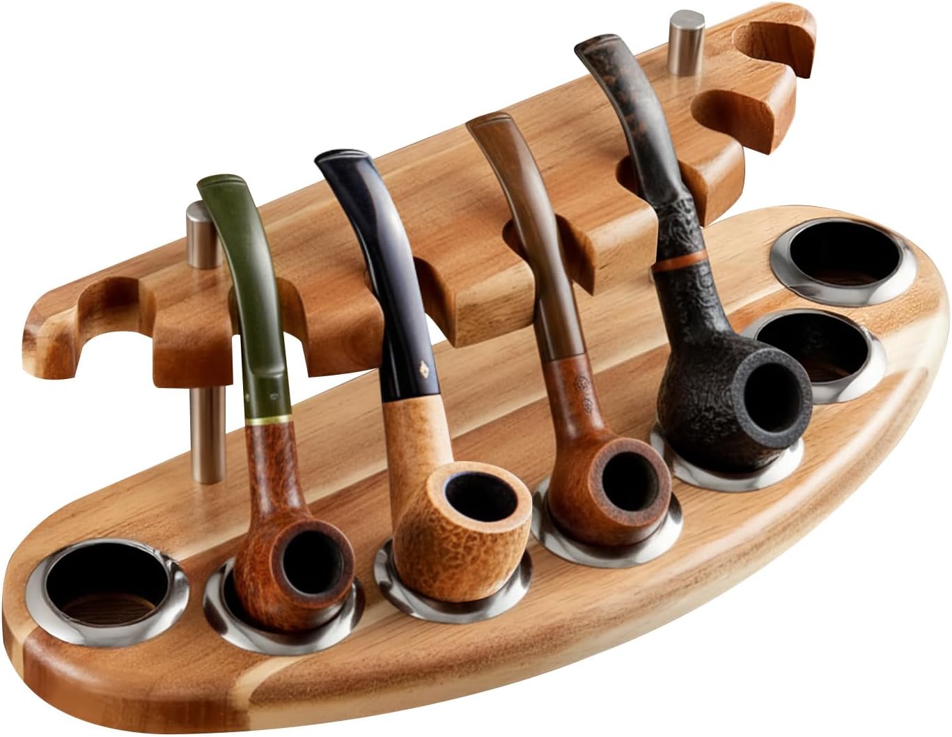 Yalikop Acacia Pipe Stand Holder for 7 Smoking Pipes, Acacia Handmade from Natural Wood Smoking Pipe Stand Rack Display, Smoker Gifts Accessories for Enthusiasts Father Friends