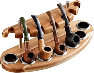 Acacia Pipe Stand Holder for 7 Smoking Pipes, Acacia Handmade from Natural Wood Smoking Pipe Stand Rack Display, Smoker Gifts Accessories for Enthusiasts Father Friends