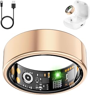 Smart Ring for Women Men, Fitness Ring with Heart Rate, Blood Oxygen,Stress, Sleep Tracker, Step Tracker, Fit Ring No Subscription Fee, IP68 Waterproof Smart Ring for iPhone & Android (Rose Gold, 6#)
