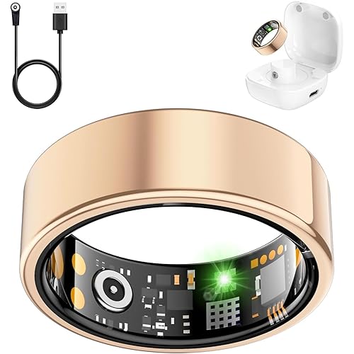Smart Ring for Women Men, Fitness Ring with Heart Rate, Blood Oxygen,Stress, Sleep Tracker, Step Tracker, Fit Ring No Subscription Fee, IP68 Waterproof Smart Ring for iPhone & Android (Rose Gold, 8#)