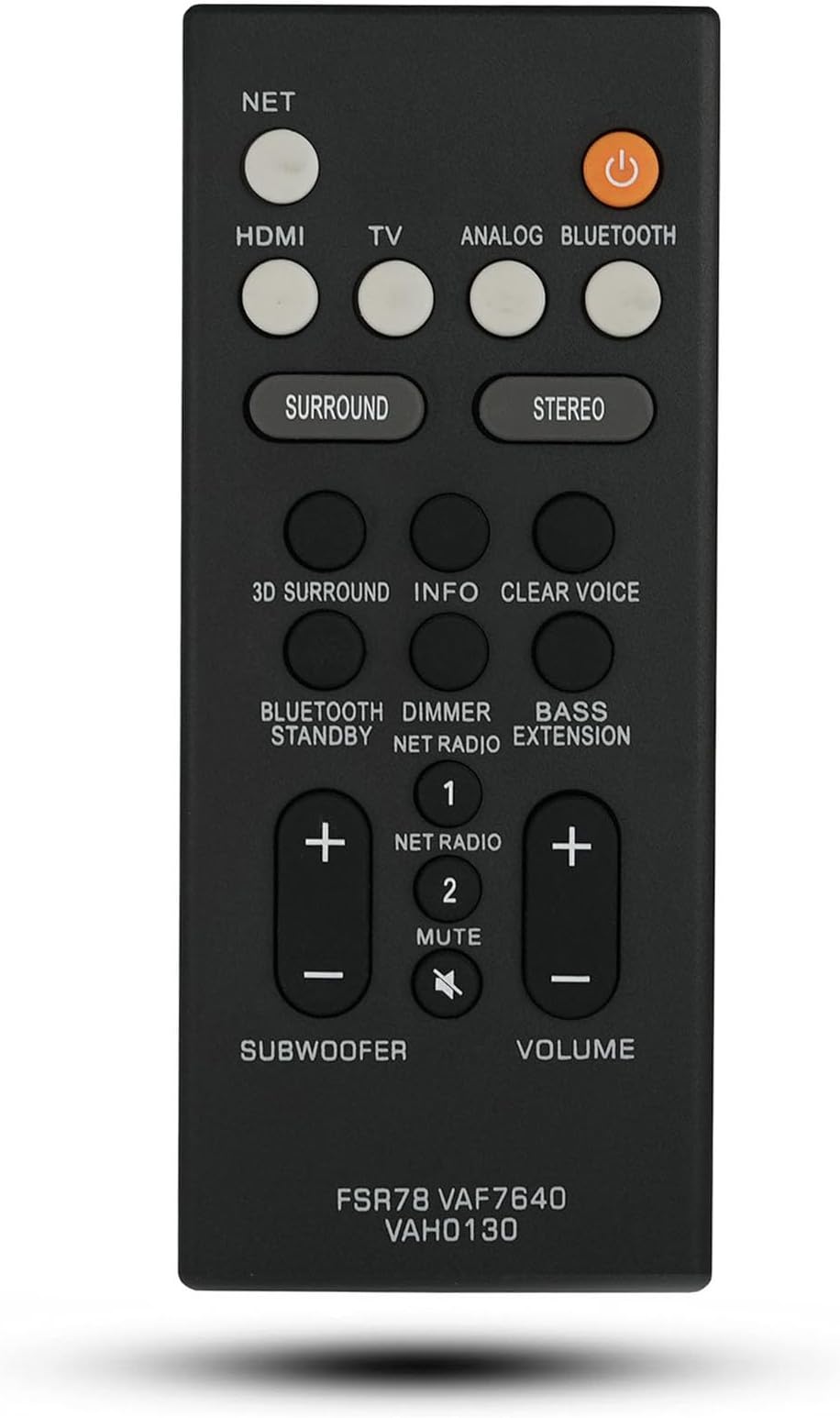 Replacement Remote for Yamaha YAS-103 YAS-105 YAS-106 YAS-107 ATS-1070 YAS-203 YAS-207 ATS-1030 ZV28960 ZV289600 FSR78 ATS 1060 Remote, Black Home Theater Speaker Replacement Soundbar