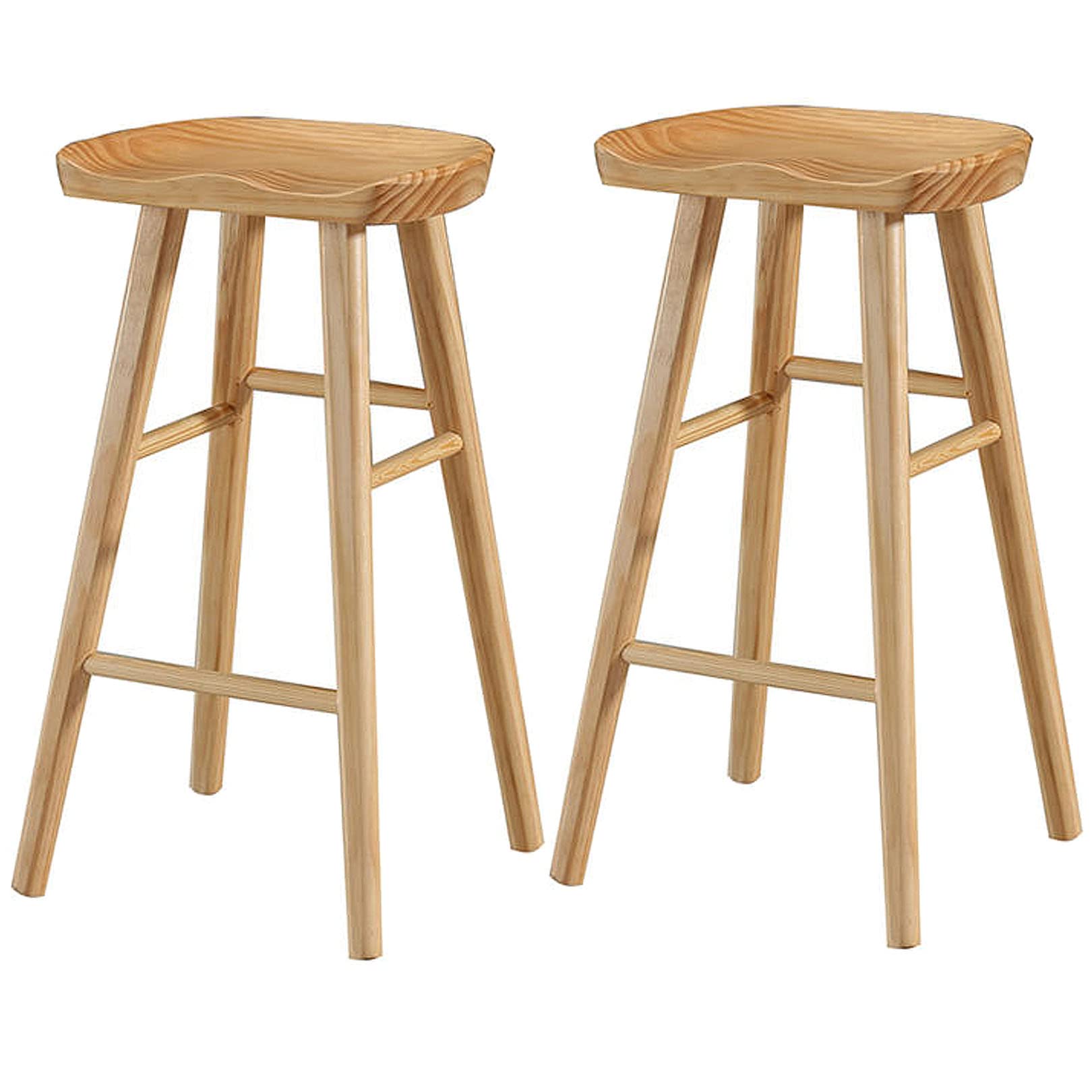 Tabourets de bar industriels de 65cm avec assise en bois lot de 2
