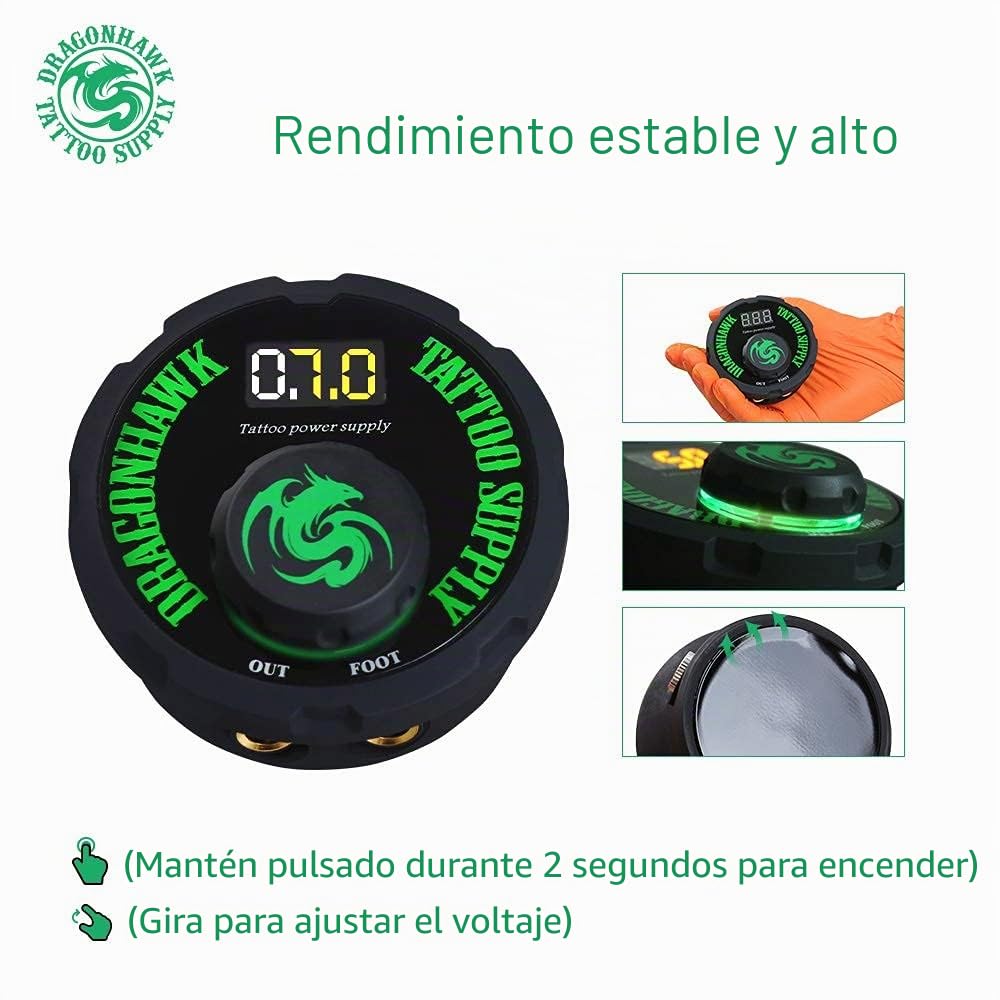 Dragonhawk Airfoil – Fuente de Alimentación para Máquinas de Tatuar tipo Pluma