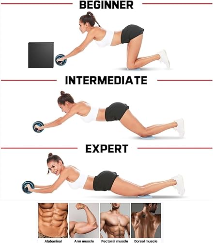 Miniatura 3 de Rueda de rodillo abdominal, rueda abdominal para máquina de ejercicio abdominal, equipo de gimnasio en casa para entrenamiento de núcleo, sin ruido,