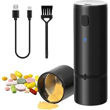 Vucchini Electric Pill Crusher Fine Powder Portable Stainless Steel Pill Grinder Pulverize Medication and Vitamin Tablets for Seniors, Pets Black
